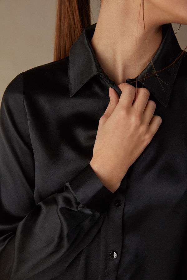 Catalina Twill Long-Sleeve Silk Shirt