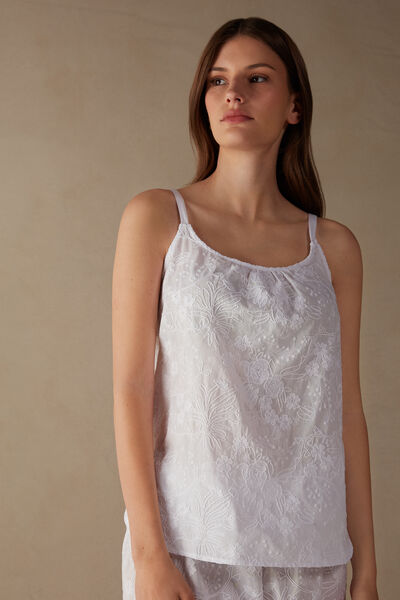 Romantic Nature Embroidered Plain Weave Camisole