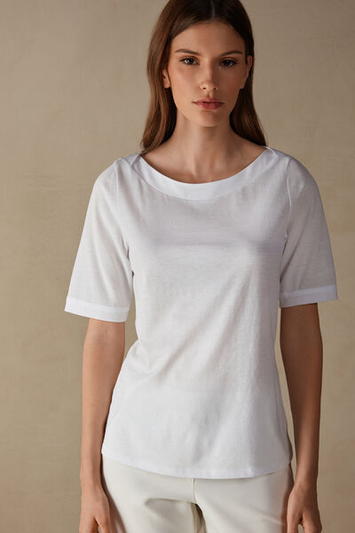 Short-Sleeved Boat-Neck Ultrafresh Supima® Cotton Top