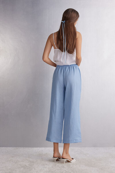 Full Length Linen Cloth Pants with Drawstring