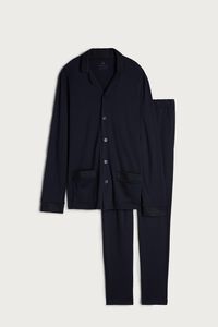 Long Buttoned Pajamas in Warm-Handle Cotton