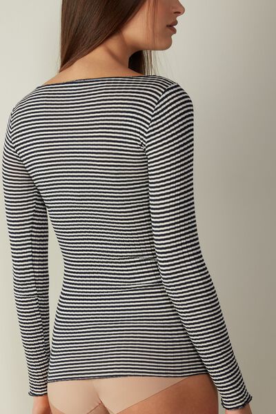 Fitted Bateau Neck Top in Silk Cotton
