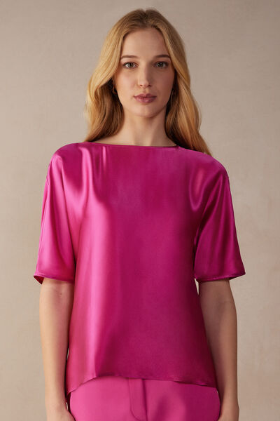 Short-Sleeved Silk and Modal Top