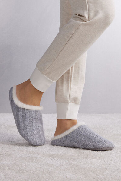 Ribbed Tricot Slippers