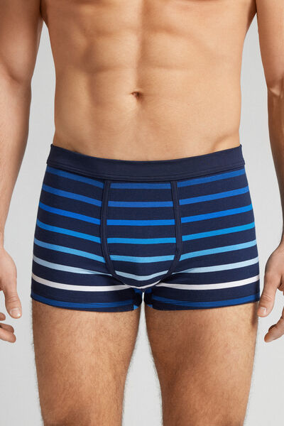 Boxer Superior Katoen Print Strepen Blauw