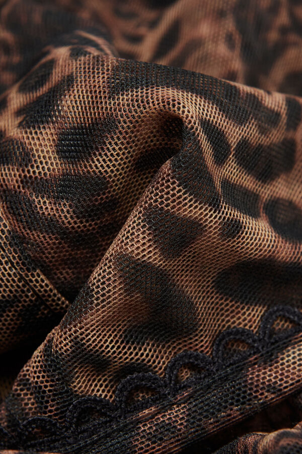 Always Glamorous Animal Print Bodysuit in Tulle