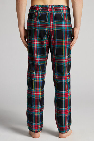 Full-Length Brushed Plain-Weave Tartan Trousers