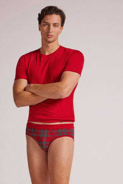 Slip aus Superior-Baumwolle mit Schottenprint Weihnachten