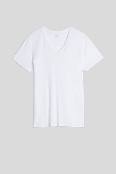 T-shirt à col en V en coton Superior ultra fin