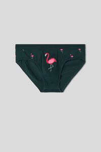 Natural Fresh Cotton Briefs with Flamingo Print