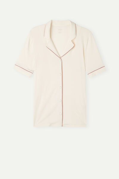 Short-Sleeved Button-Down Modal Top