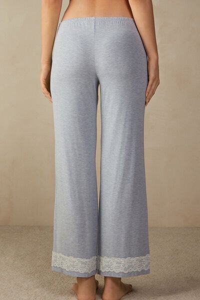 Full-Length Modal Trousers with Lace Details