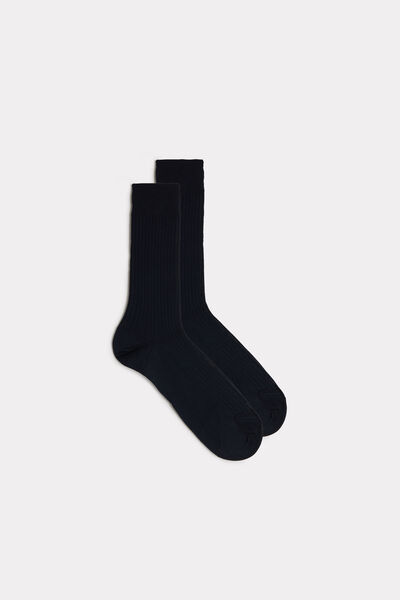 Ribana Detaylı Pamuklu İskoçya İplikli Soket Çorap