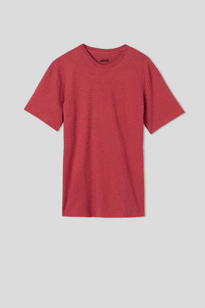Stückgefärbtes T-Shirt aus geflammtem Baumwolljersey