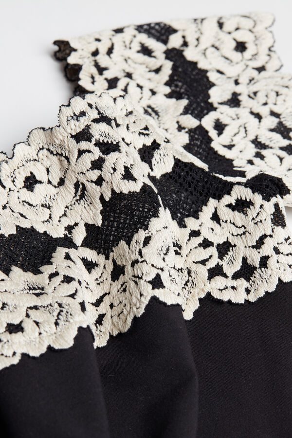 Pretty Flowers Modal-and-Lace Mid-Sleeve Bodysuit
