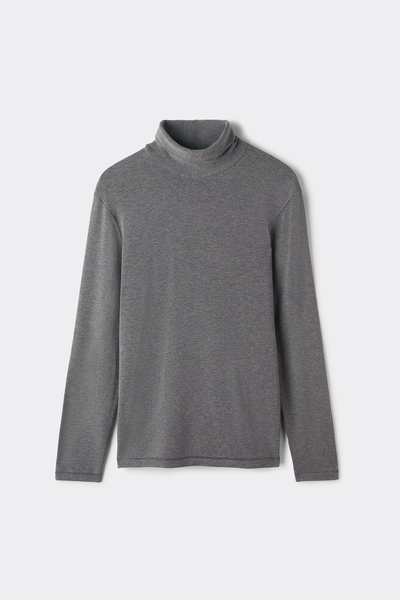 Long-sleeve High-Neck Modal-Cashmere Top