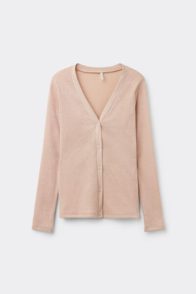 Cardigan a Costine in Cotone Lamè