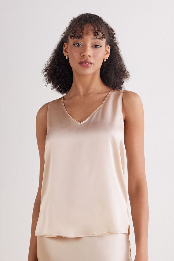 V-Neck Silk Vest Top