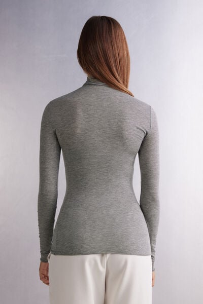 Maglia in Modal Ultralight con Cashmere Collo Alto