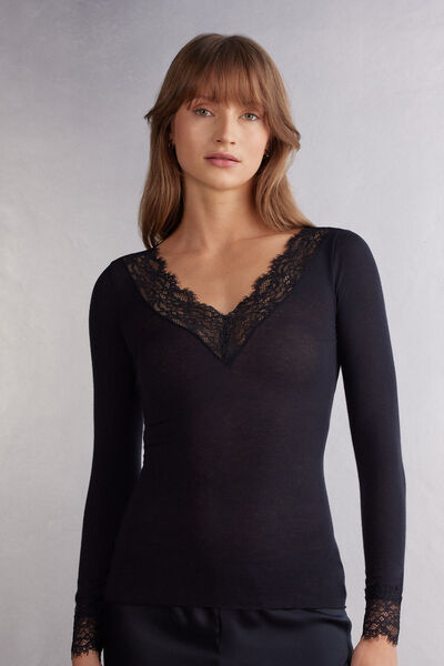 Modal Cashmere Ultralight Long Lace Shirt