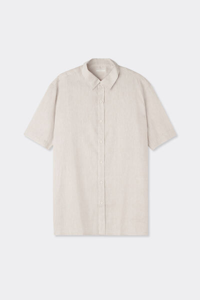Camicia a Manica Corta in Lino e Cotone