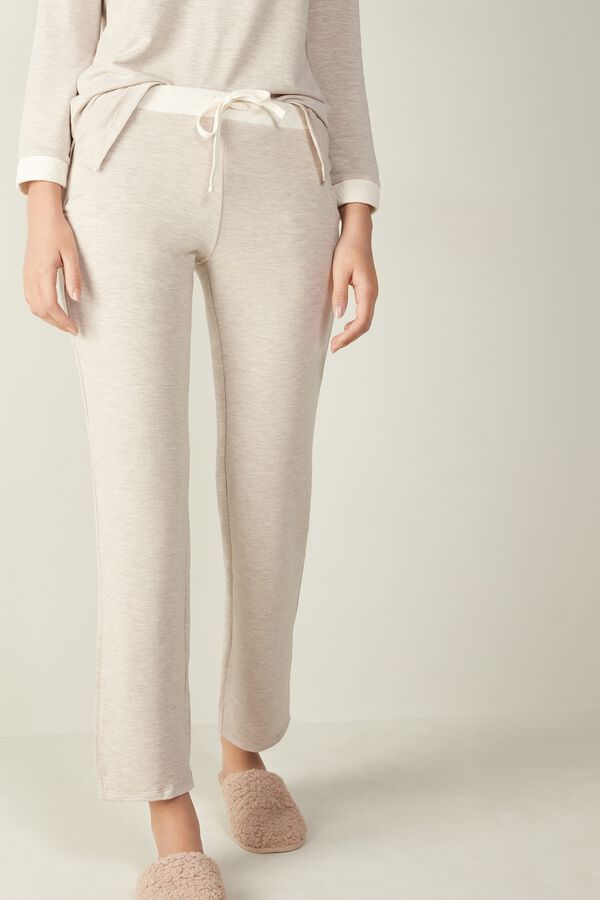 Pants in Modal and Cashmere Plush with Matelasse Insets