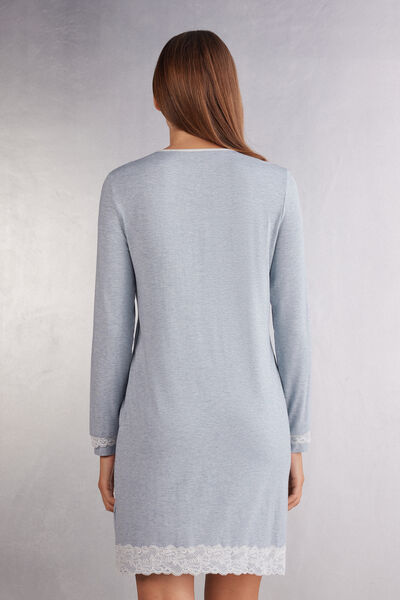 Camicia da Notte Aperta con Dettagli in Pizzo