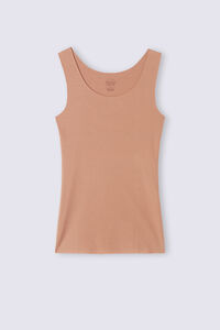 Round-Neck Raw-Cut Cotton Vest Top