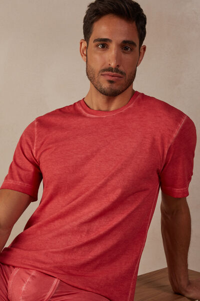 Oil Washed Short-Sleeved Cotton Top