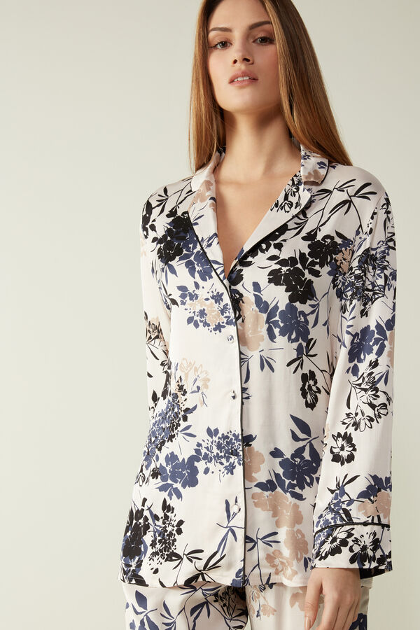 Рубашка из Вискозного Атласа Delicate Blossom