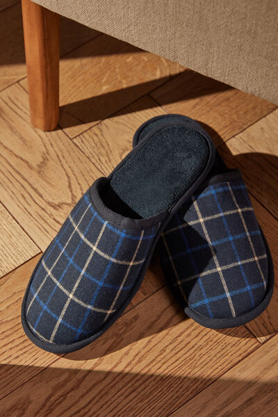 Blue Check Slippers