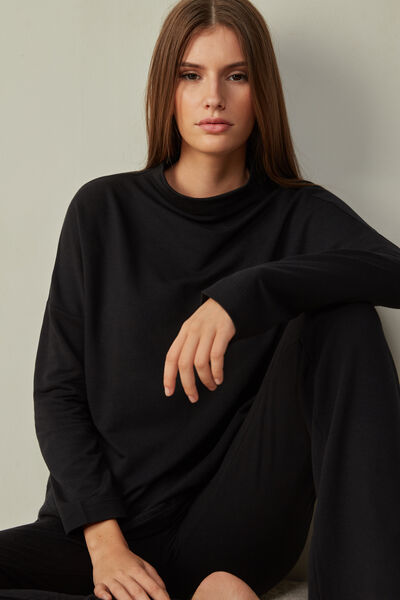 Funnel Neck Top in Plush Modal with Cashmere
