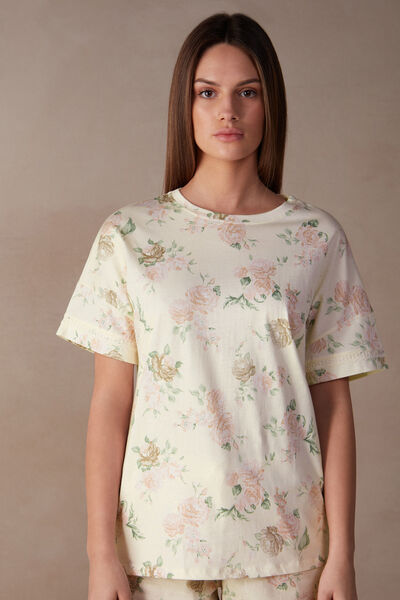 Scent of Roses Short-Sleeved Cotton Top