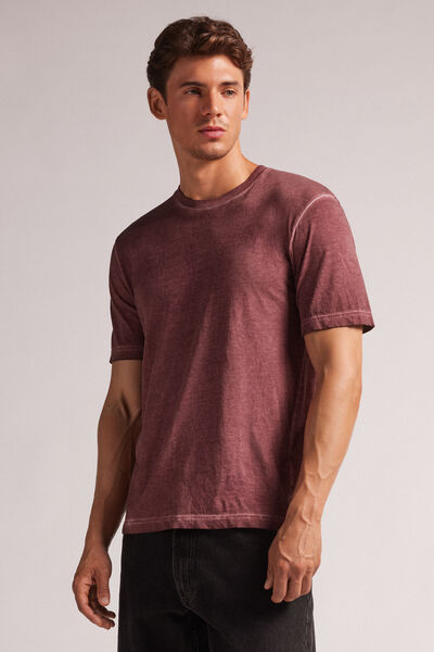 Kurzarmshirt aus Baumwolle Oil Washed