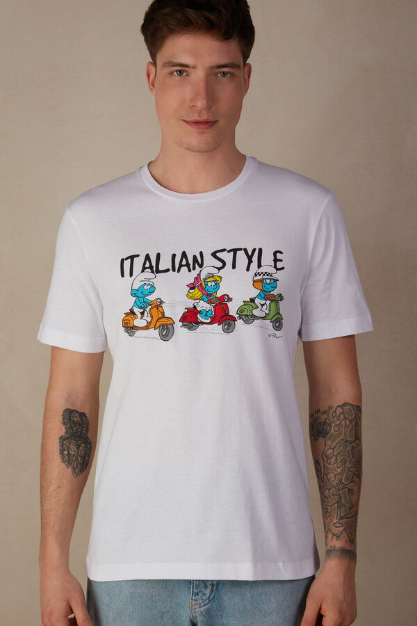 Italian Style Smurfs Cotton T-Shirt