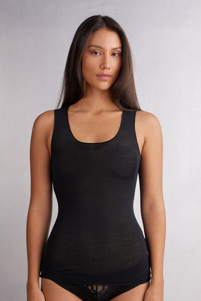 Canotta Spalla Larga in Modal Ultralight con Cashmere