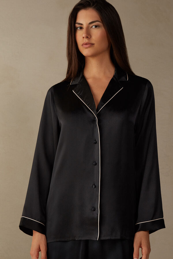 Mannish-Cut Jacket in Silk Satin