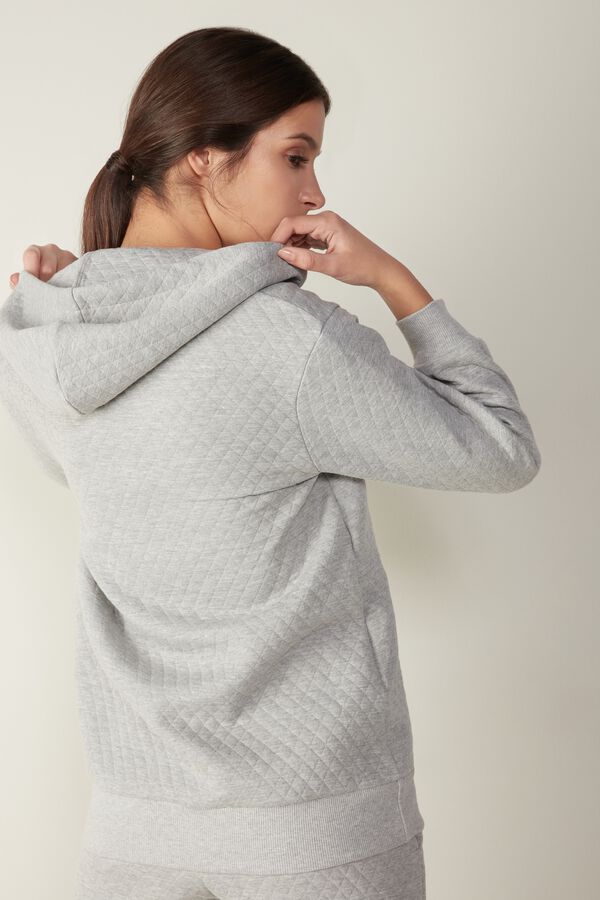 Long Sleeve Matelasse Top with Hood