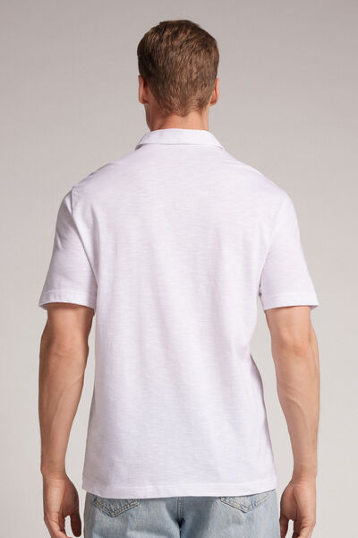 Short-Sleeved Slub Cotton Polo Shirt