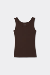 Round-Neck Raw-Cut Cotton Vest Top