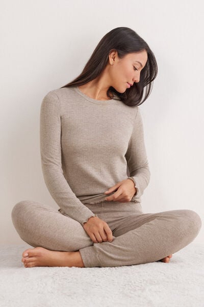 Bluză Mânecă Lungă din Modal cu Cașmir Luxyury Softness