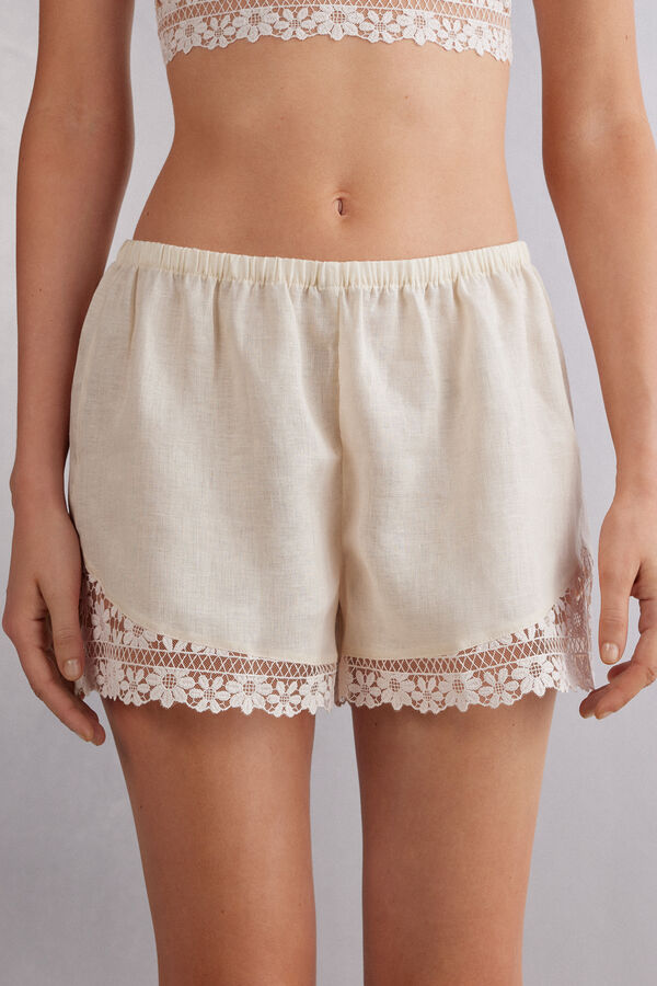 Romance Yourself Linen and Lace Shorts