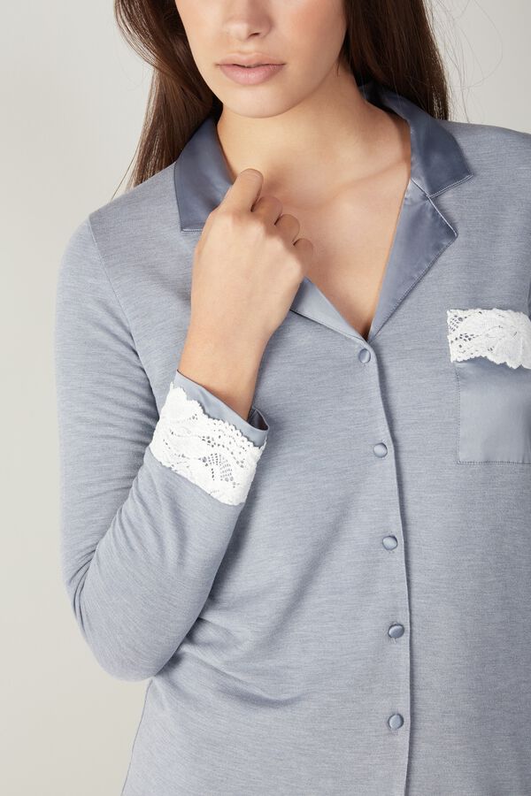Snow Queen Modal and Cashmere Fleece Pyjama Shirt