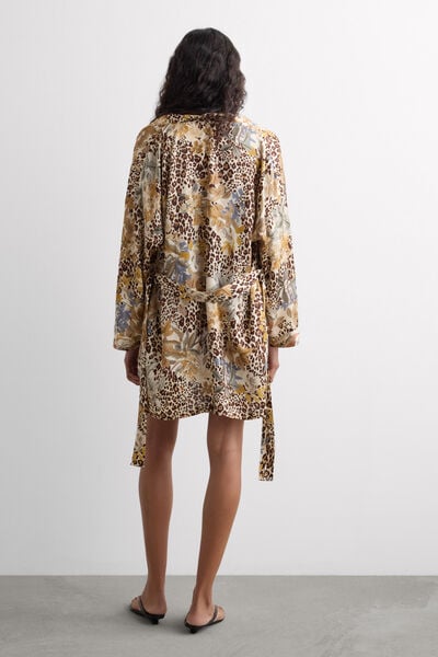 Kimono in Raso di Viscosa Animalier Simply Iconic