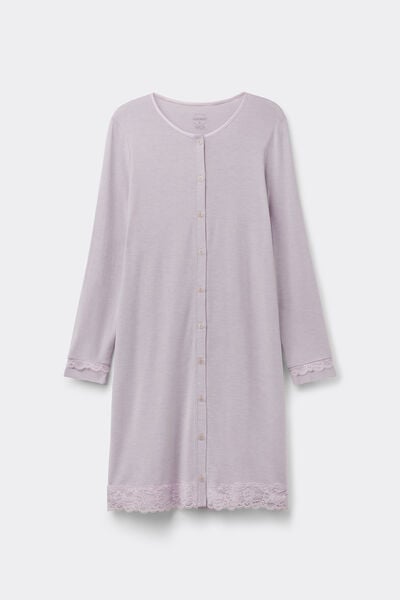 Camicia da Notte Aperta con Dettagli in Pizzo