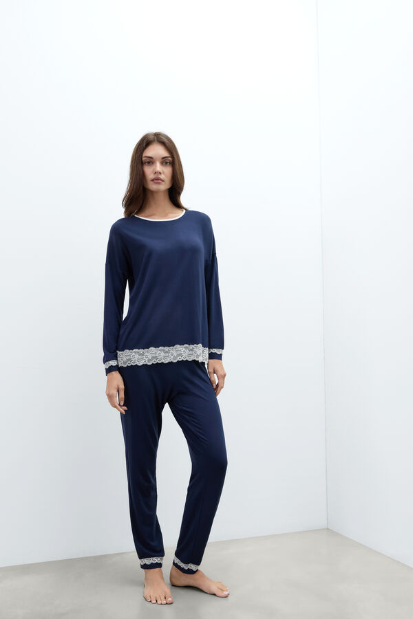 Long Modal and Lace Pyjamas