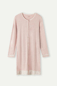 Button-Front Nightdress with Lace Detail