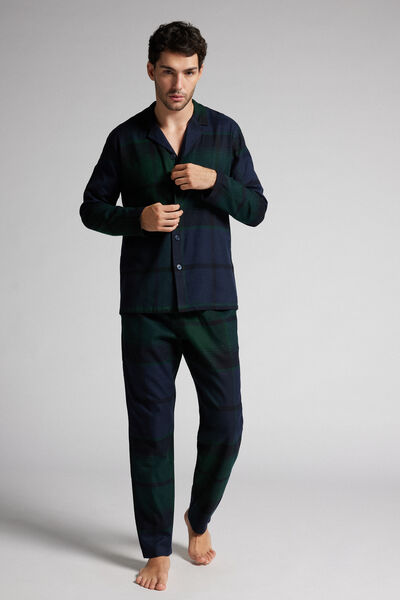 Full Length Pajamas in Brushed Macro Check Cloth
