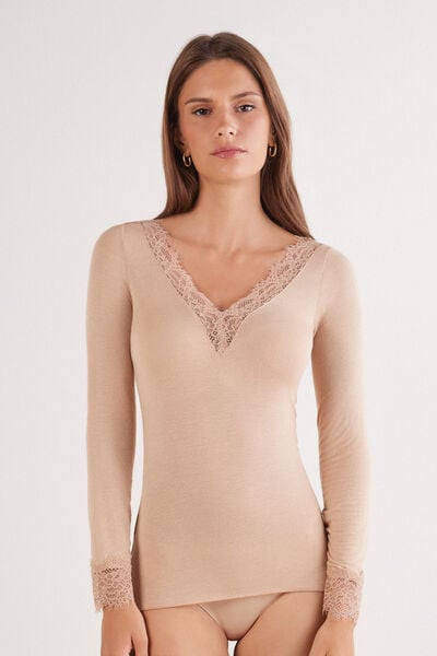Modal Cashmere Ultralight Long Lace Shirt