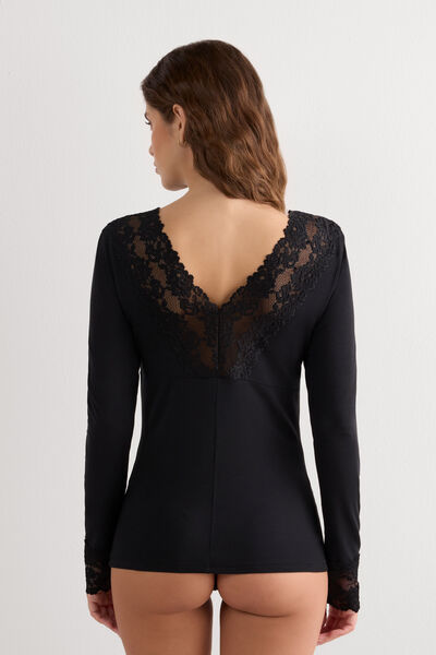 Maglia Manica Lunga Scollo a V Pretty Flowers